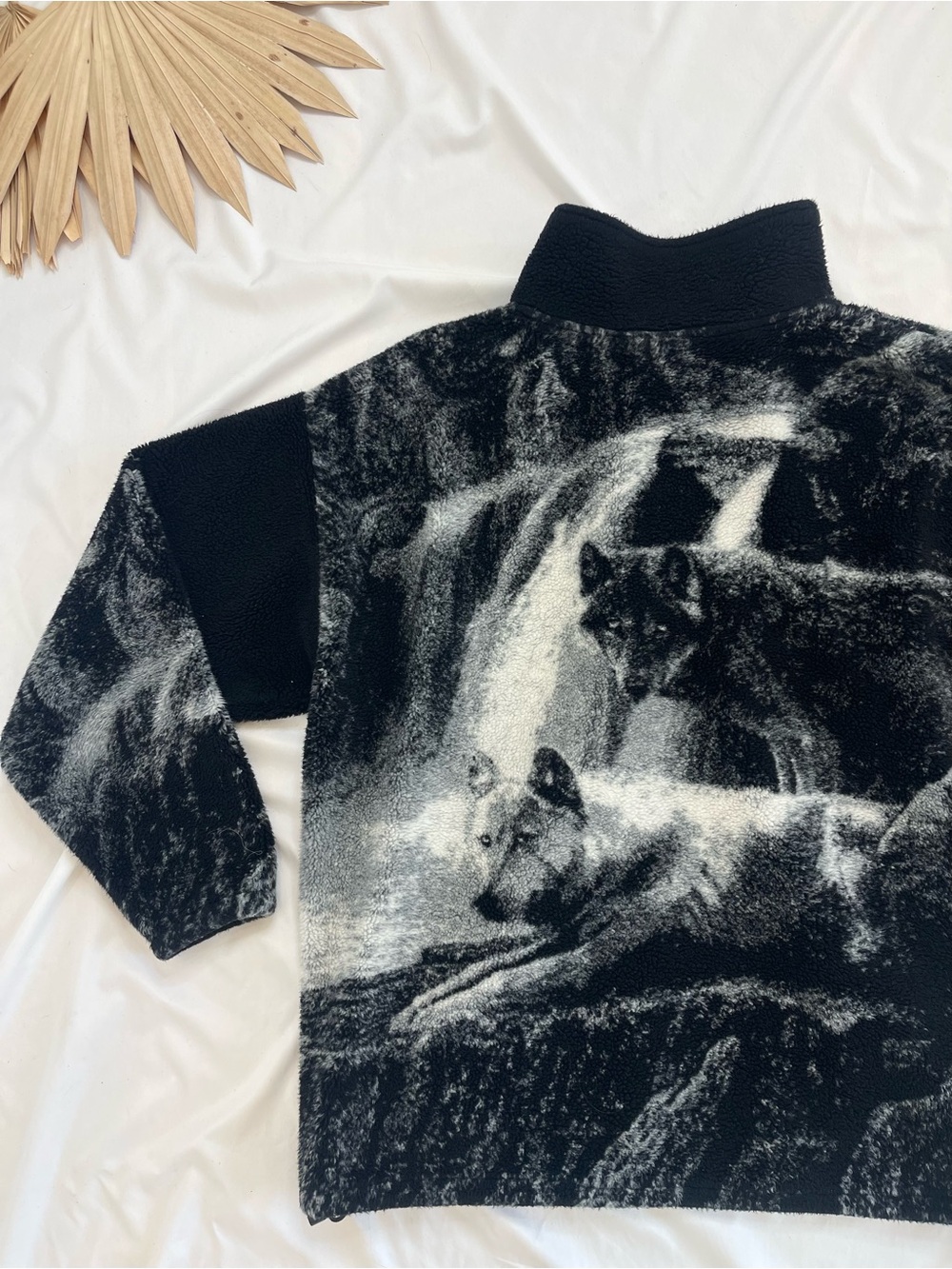 Vintage Caribou Crossings Wolf Wolves Alaska Fleece All Over Print Sherpa Jacket - Picture 8 of 8
